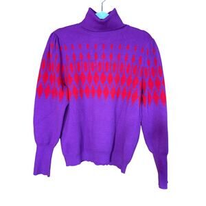 Ann Taylor Women’s Large Purple & Red Sweater – Excellent Used Condition